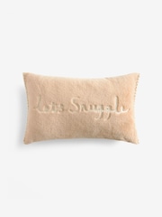 Natural Let's Snuggle Cosy Faux Fur Slogan Cushion - Image 4 of 6