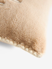 Natural Let's Snuggle Cosy Faux Fur Slogan Cushion - Image 6 of 6