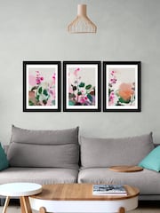 East End Prints Set of 3 Black Summerly Hollyhocks Wall Prints Set by Ana Rut Bre - Image 1 of 2