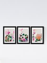 East End Prints Set of 3 Black Summerly Hollyhocks Wall Prints Set by Ana Rut Bre - Image 2 of 2