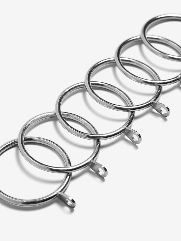 Chrome 28mm Diameter Metal Curtain Pole Rings 6 Pack - Image 3 of 3