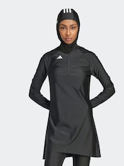 adidas Black 3 Stripes Swim Top - Image 1 of 7