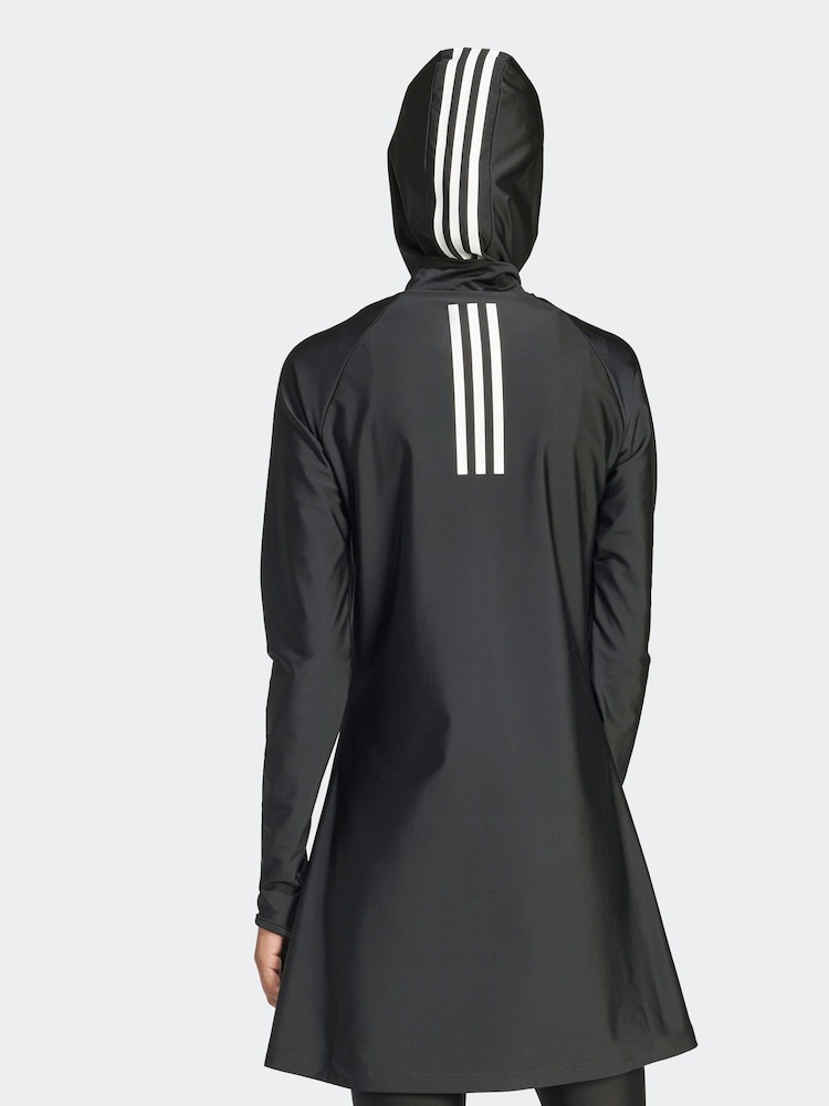 adidas Black 3 Stripes Swim Top - Image 2 of 7