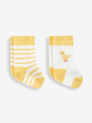 JoJo Maman Bébé Yellow Duck 2-Pack Baby Socks - Image 1 of 1
