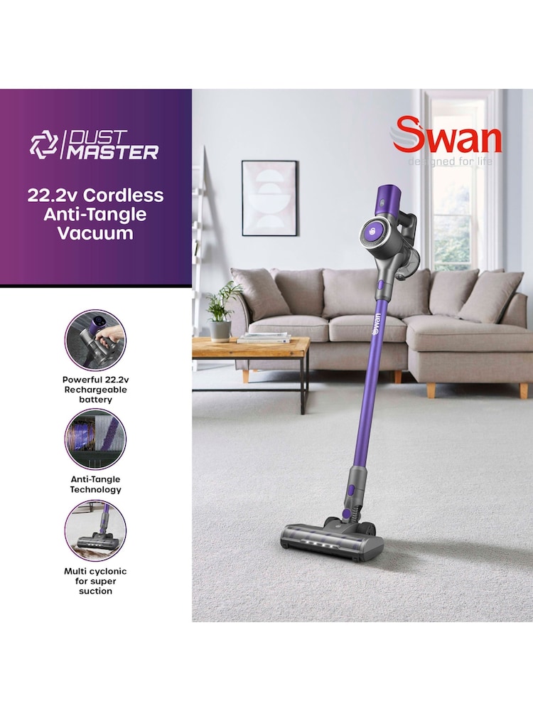 Swan Purple Cordless Anti-Tangle Vacuum Cleaner - Image 2 of 9
