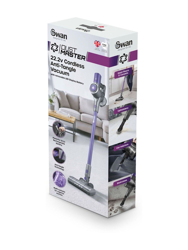 Swan Purple Cordless Anti-Tangle Vacuum Cleaner - Image 9 of 9