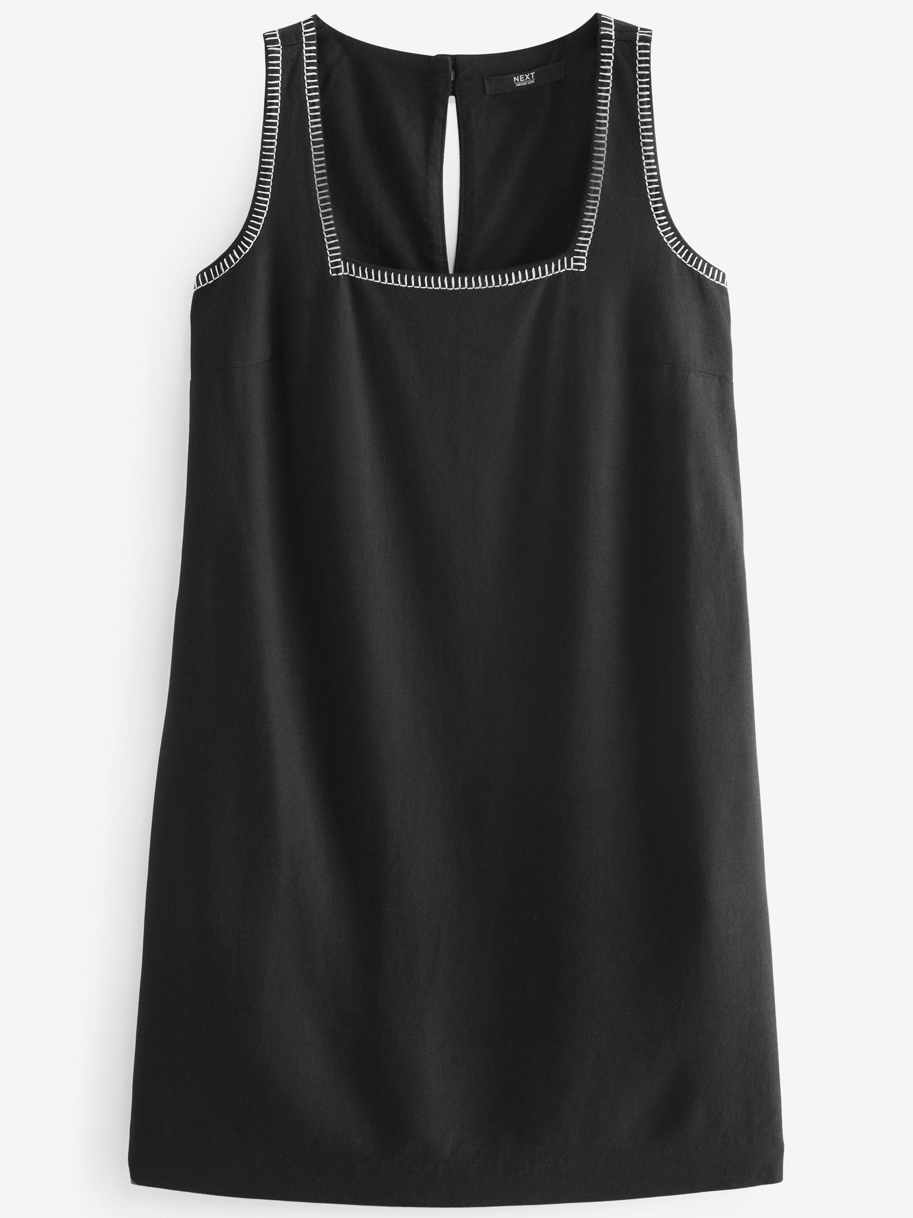 【送料&関税込】ChloAC Black Linen Blend Mini Dress Linen-Blend Mini Dress | Gap