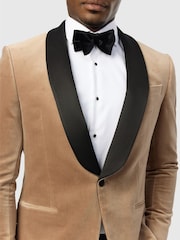 Antique Rogue Nude Slim Fit Quinn Mink Cotton Velvet Blazer - Image 4 of 6