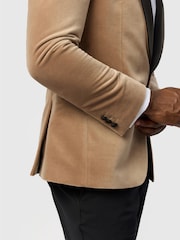 Antique Rogue Nude Slim Fit Quinn Mink Cotton Velvet Blazer - Image 5 of 6