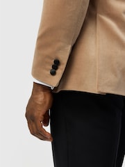 Antique Rogue Nude Slim Fit Quinn Mink Cotton Velvet Blazer - Image 6 of 6