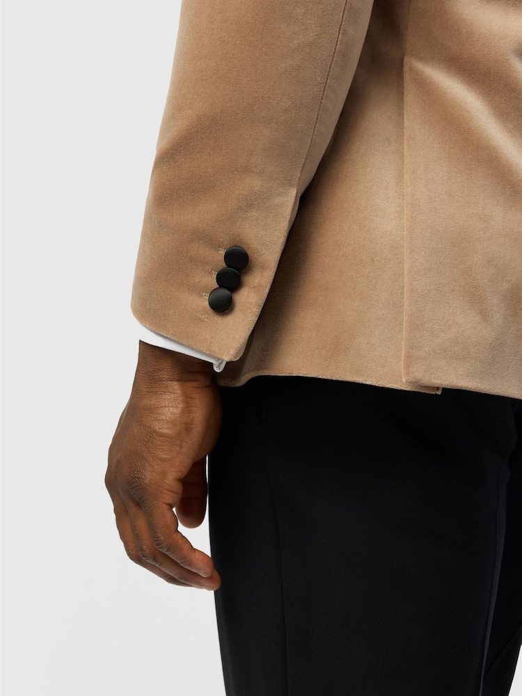 Antique Rogue Nude Slim Fit Quinn Mink Cotton Velvet Blazer - Image 6 of 6