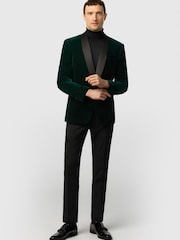 Antique Rogue Black Slim Fit Franklin Emerald Velvet Blazer - Image 3 of 4