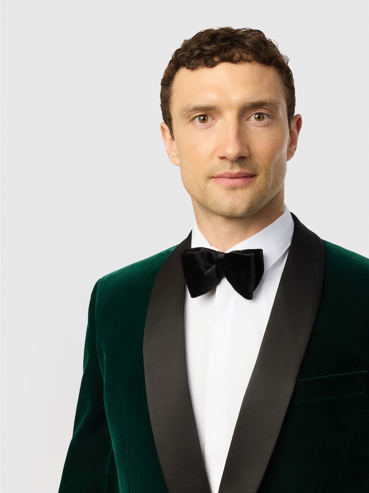 Antique Rogue Black Slim Fit Franklin Emerald Velvet Blazer - Image 4 of 4