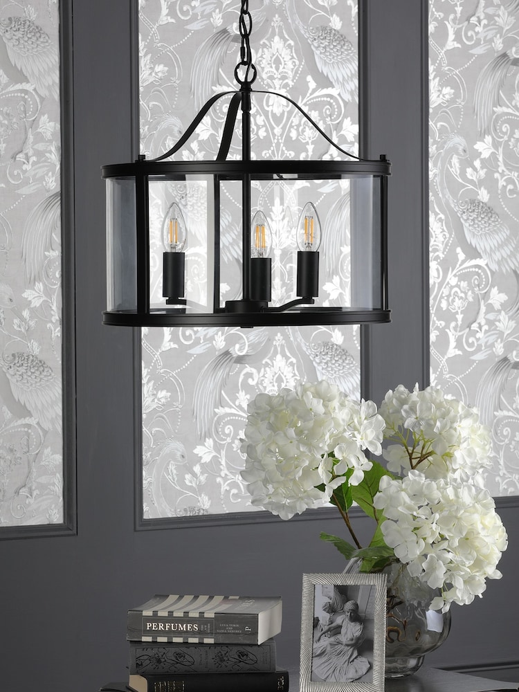 Laura Ashley Black Harrington Pendant 3 Light Ceiling Light - Image 2 of 4