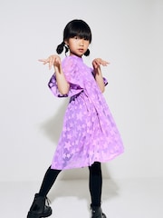 Bright Purple Star Jacquard Party Dress (3-16yrs) - Image 2 of 6