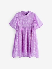Bright Purple Star Jacquard Party Dress (3-16yrs) - Image 5 of 6