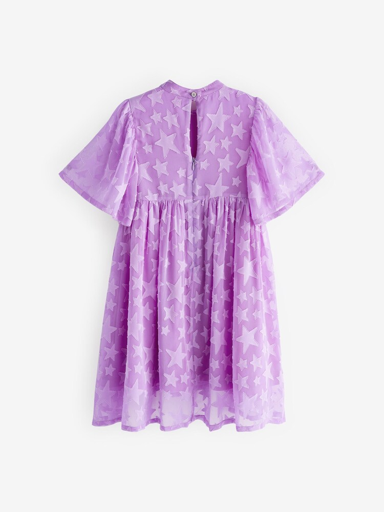 Bright Purple Star Jacquard Party Dress (3-16yrs) - Image 6 of 6 Bright Purple Star Jacquard Party Dress (3-16yrs) - Image 6 of 6