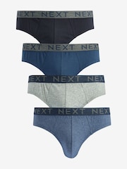 Blue 4 pack Cotton Rich Briefs - Image 1 of 7