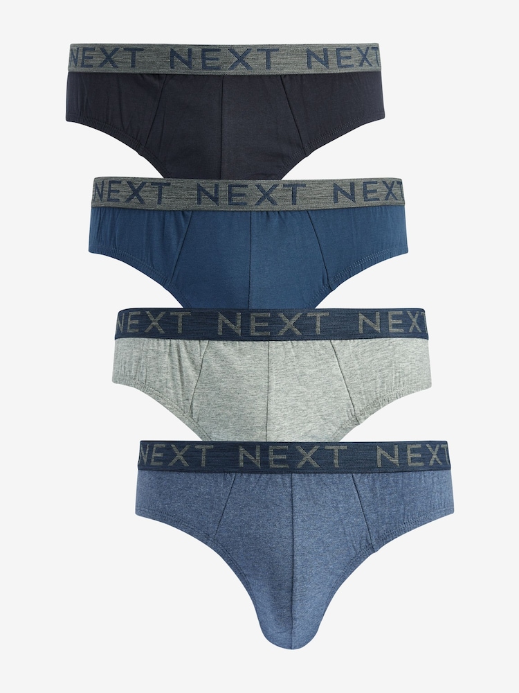 Blue 4 pack Cotton Rich Briefs - Image 1 of 7