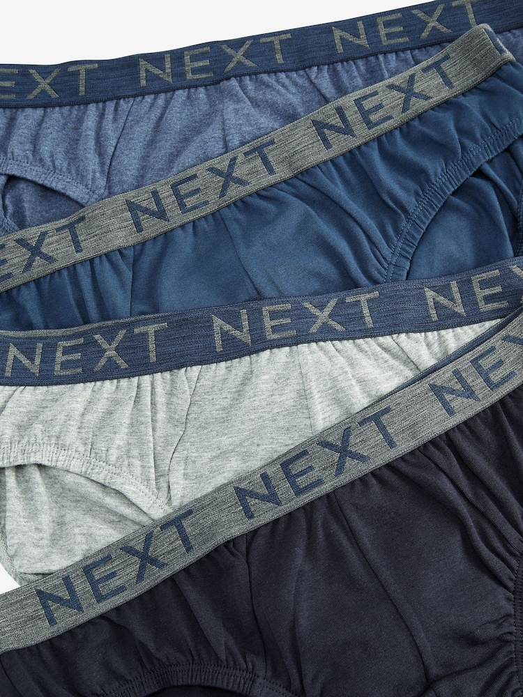 Blue 4 pack Cotton Rich Briefs - Image 6 of 7