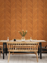 Hoopla Walls Teak Chevron Slat Wallpaper - Image 1 of 2