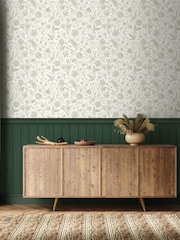 Hoopla Walls Forest Tongue And Groove Floral Toile Wallpaper - Image 1 of 2