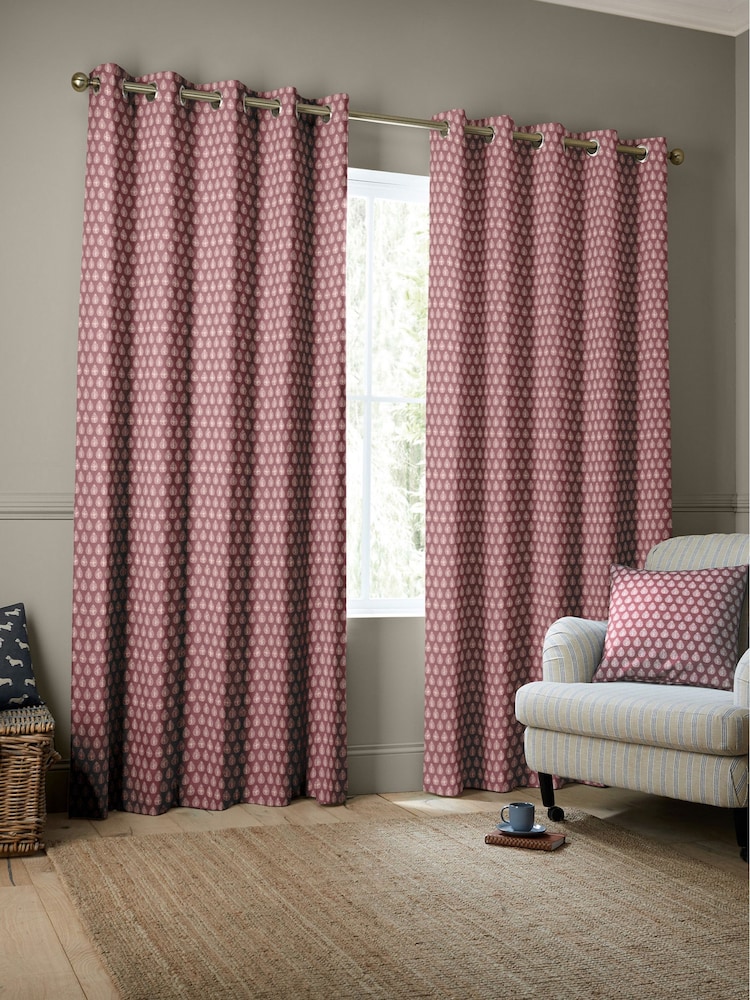 Emily Bond Raspberry Pink Jaipur Made to Measure 100% Cotton Curtains - Image 2 of 9