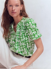 Boden Green Mya Short Sleeve Smocked Blouse - Image 5 of 6