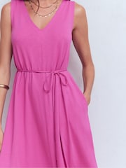 Boden Purple Mia V-neck Jersey Midi Dress - Image 2 of 6