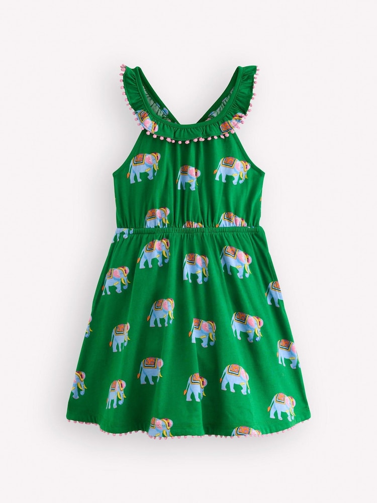 Boden Green Ruffle Neck Trim Dress - Image 1 of 3