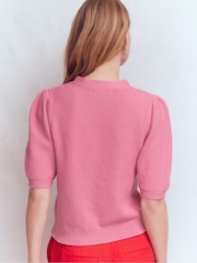 Boden Pink Hayley Cotton V-neck Cardigan - Image 2 of 5