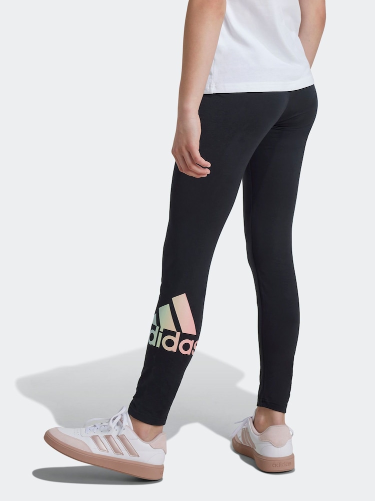 adidas Black Kids Metallic Print Leggings - Image 2 of 6