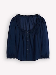 Boden Blue Scoop Neck Ruffle Top - Image 4 of 4