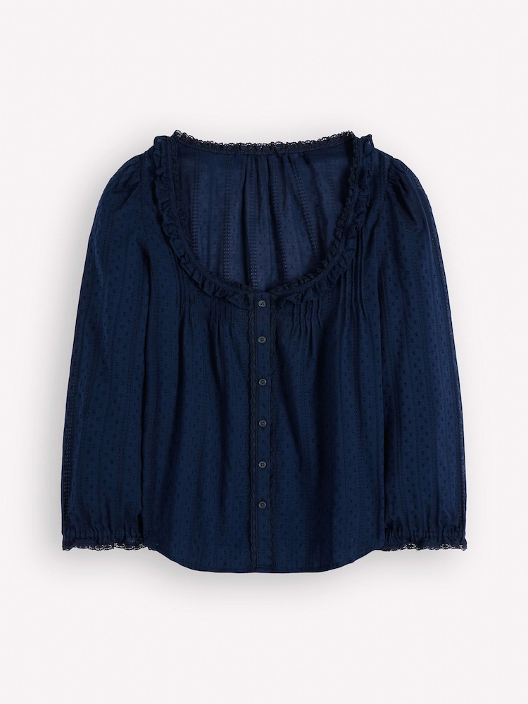 Boden Blue Scoop Neck Ruffle Top - Image 4 of 4 Boden Blue Scoop Neck Ruffle Top - Image 4 of 4