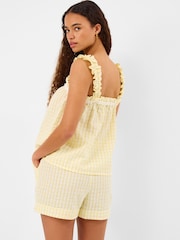 Accessorize Yellow Gingham Seersucker Short Pyjamas Set - Image 2 of 4