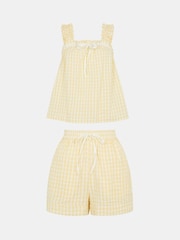 Accessorize Yellow Gingham Seersucker Short Pyjamas Set - Image 4 of 4