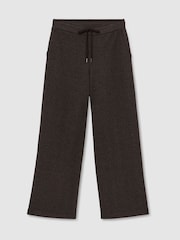 Reiss Dark Brown Sylvie Petite Herringbone Wide-Leg Drawstring Joggers - Image 2 of 7