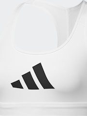 adidas White Powerreact Big Logo Low Impact Bra - Image 5 of 6