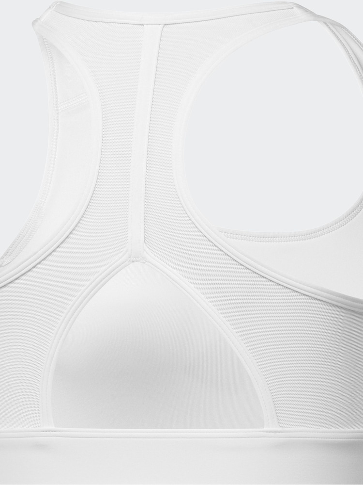 adidas White Powerreact Big Logo Low Impact Bra - Image 6 of 6
