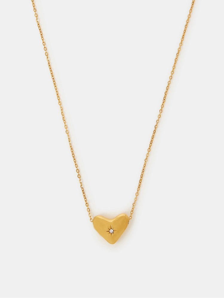 Accessorize Gold Stainless Steel Molten Heart Pendant Necklace - Image 1 of 2 Accessorize Gold Stainless Steel Molten Heart Pendant Necklace - Image 1 of 2