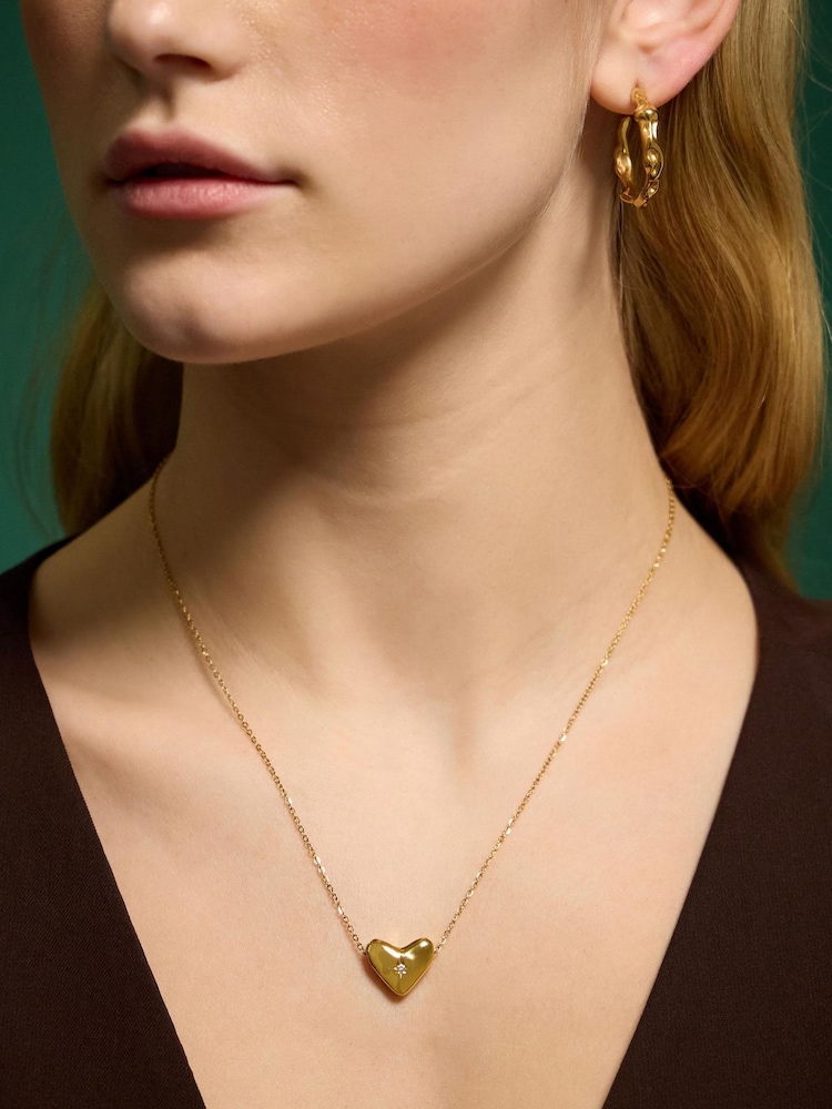 Accessorize Gold Stainless Steel Molten Heart Pendant Necklace - Image 2 of 2 Accessorize Gold Stainless Steel Molten Heart Pendant Necklace - Image 2 of 2