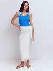 Boden White Dimitra Linen Column Skirt - Image 1 of 6