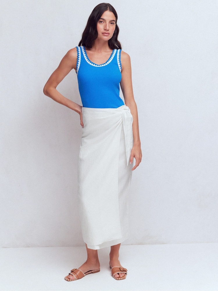 Boden White Dimitra Linen Column Skirt - Image 1 of 6 Boden White Dimitra Linen Column Skirt - Image 1 of 6