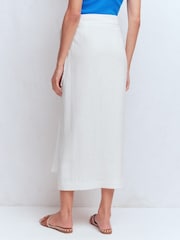 Boden White Dimitra Linen Column Skirt - Image 3 of 6