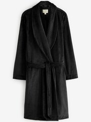 Black Supersoft Ribbed Dressing Gown - Image 1 of 5
