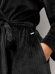 Black Supersoft Ribbed Dressing Gown - Image 3 of 5