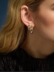 Accessorize Gold 14ct Gold-Plated Twist Stud & Hoop Earrings 2 Pack - Image 2 of 2