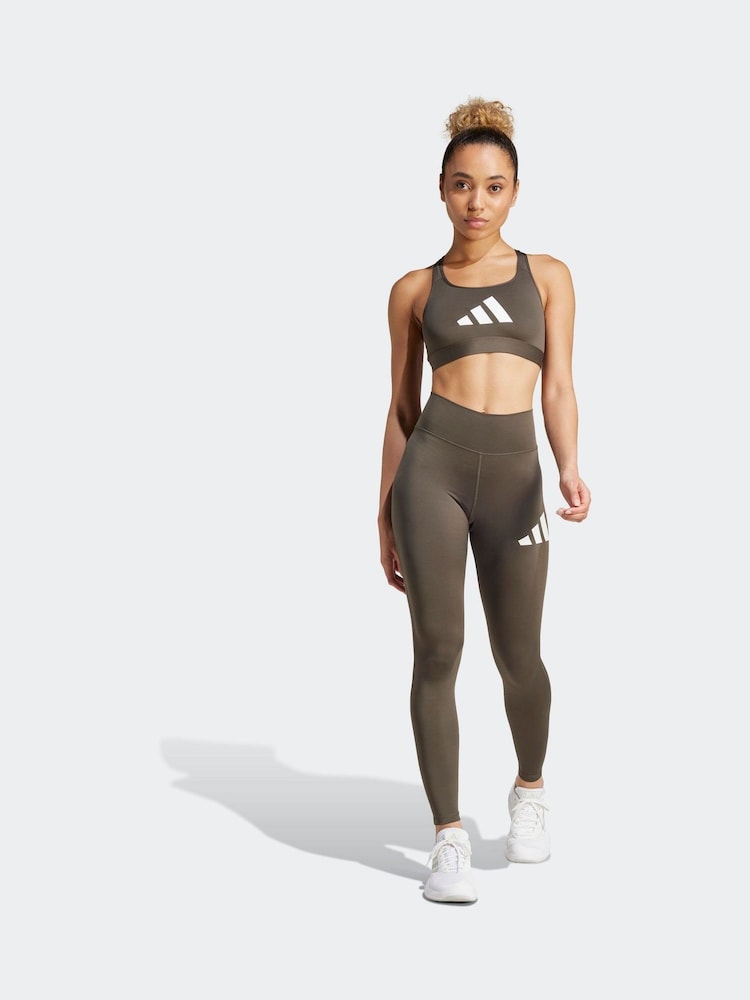 adidas Green Powerreact Big Logo Low Impact Bra - Image 1 of 9