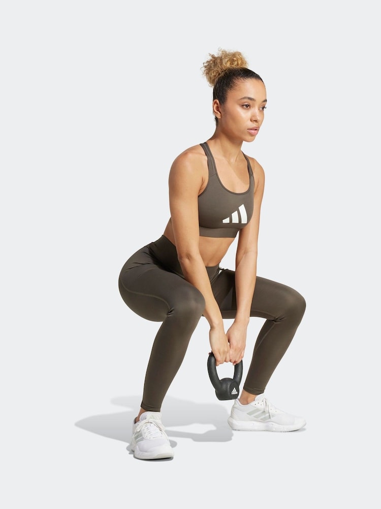 adidas Green Powerreact Big Logo Low Impact Bra - Image 4 of 9