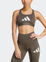 adidas Green Powerreact Big Logo Low Impact Bra - Image 5 of 9